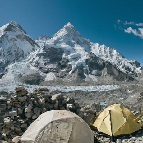 Camping Amidst Snowy Peaks